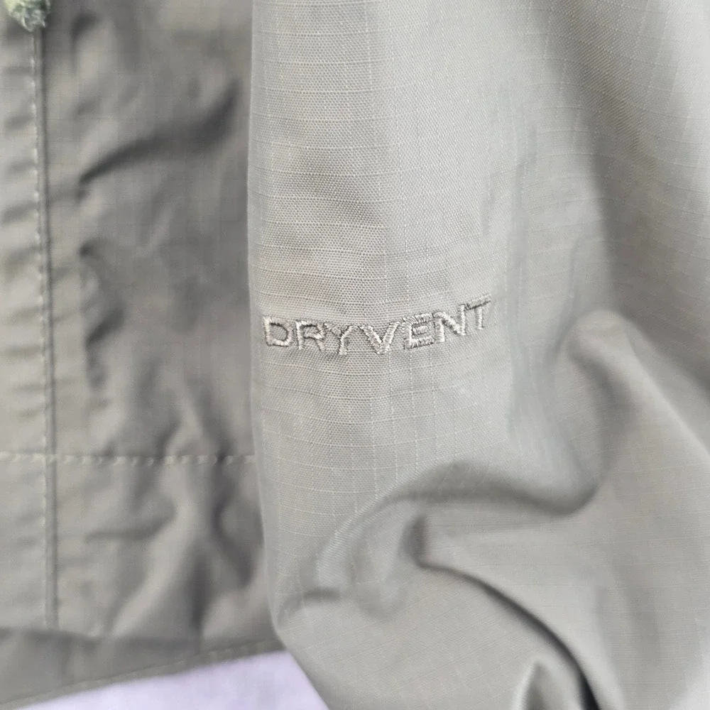 The North Face Mens Small DryVent Rain Jacket Olive Green Ripstop Shell Outdoor